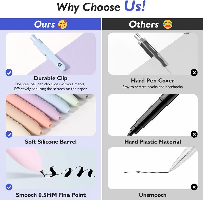 Vanhench 5Pcs Gel Pens, 0.5mm Black Ink Cute Pens for Journaling, Nurse Gifts Accessories for Work, Preppy Stuff & Aesthetic Trendy Stuff, Cool Teen Girl Gifts for 8 9 10 11 12 13 14 Year Old Girl - Image 4